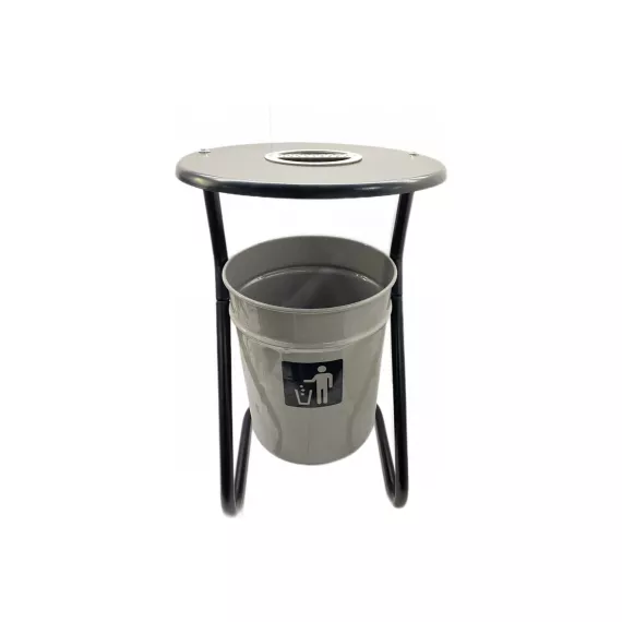 Металлическая уличная урна ПРОФМЕТСТИЛЬ серая, с пепельницей 603, изображение 2