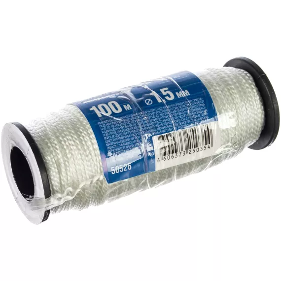 Кручёный капроновый шнур, диаметр 1.5мм, длина 100м, катушка, 45кгс СИБИН 50526, изображение 2
