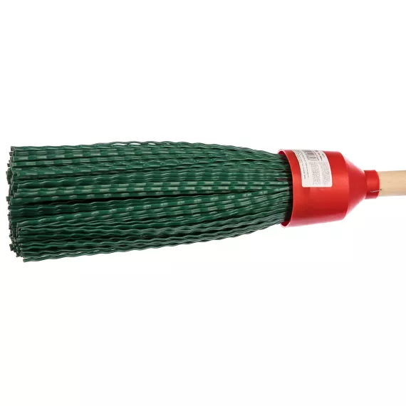 Пластиковая метла №10, круглая черная с деревянным черенком 120х260х1360 мм КУРС 68072, изображение 2