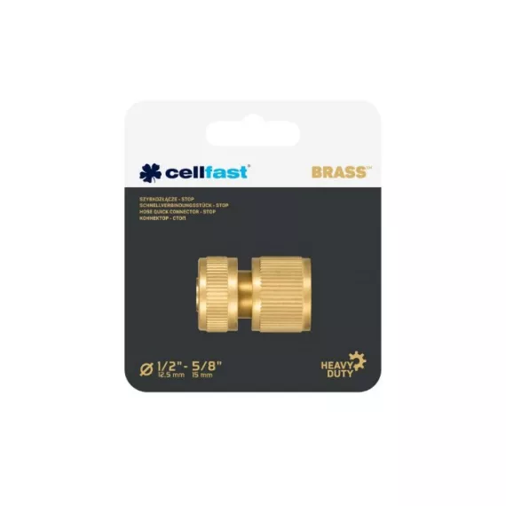 Коннектор - стоп (1/2; латунный) BRASS Cellfast 52-820, изображение 2