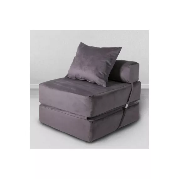 Бескаркасное кресло-кровать Mypuff Антрацит, мебельный велюр kv_472, изображение 2