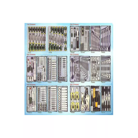 Инструментальная тумба 7 секций, 376пр, черная FORCE 10217-376, изображение 2