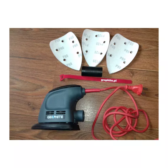 Вибрационная шлифовальная машина GRAPHITE delta 105 Вт, подошва 140x140x97мм 59G335, изображение 8