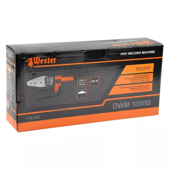 Аппарат для сварки WESTER ПП труб DWM1000B 800 Вт, с 6-ю насадками 156015, изображение 9