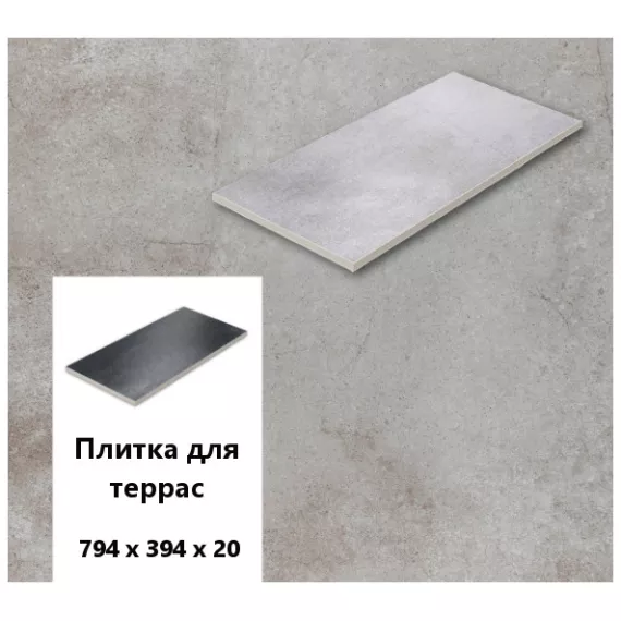 Клинкерная террасная плита Stroher Keraelement TerioTec X Profile 705 beton 794х394х20, изображение 2