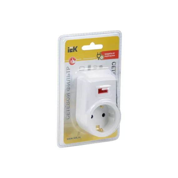 Сетевой фильтр IEK СФ-01К, 1 место, 2P+PE, 16А, белый WFP10-16-01-ZK-K01, изображение 2