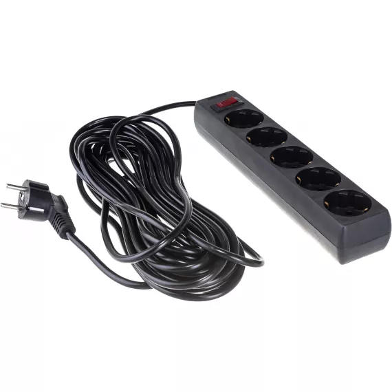 Сетевой фильтр ExeGate SP-5-10B 5 евро с заземлением, 10м, выключатель с подсветкой, черный 279181, изображение 2