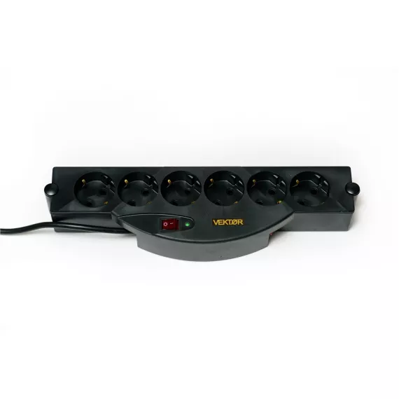 Сетевой фильтр Vektor SOLO черный 1.8-2м 7744, изображение 2