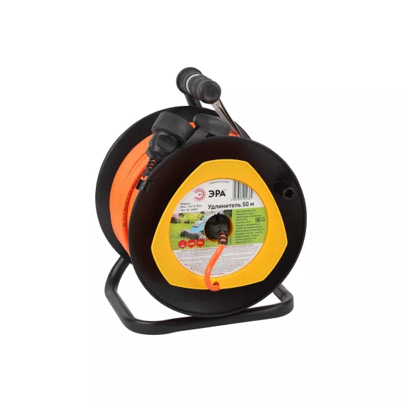 Силовой удлинитель ЭРА RPx-1-2x1.5-50m на пластиковой катушке, без заземления, 1 гнездо, 50 метров, ПВС 2x1.5, 2/36 Б0046835