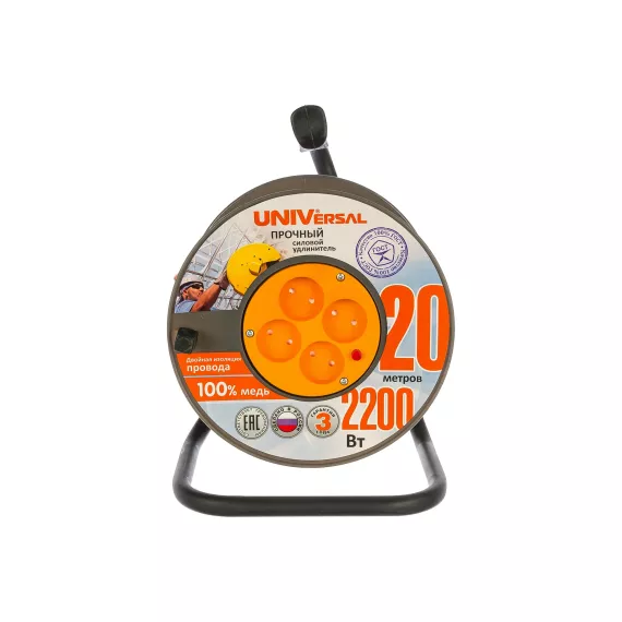 Силовой удлинитель UNIVersal ВЕМ-250 термо ПВС 2*1 20м 9632896, изображение 2