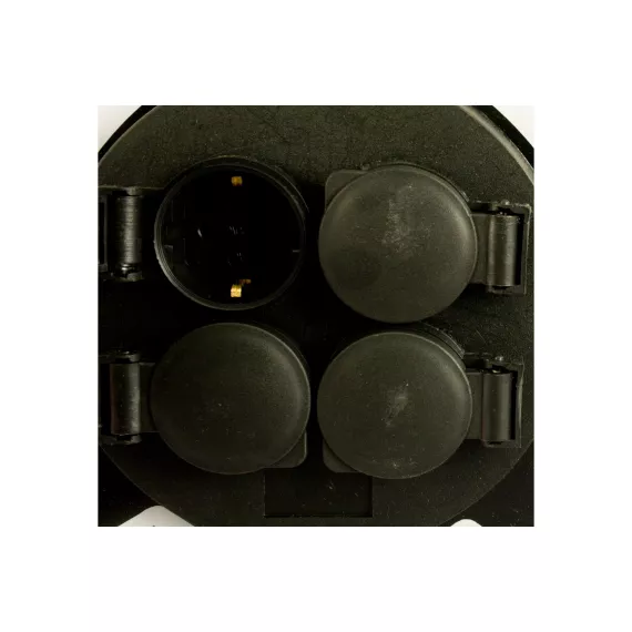 Силовой удлинитель на стальной катушке DENZEL, КГ 3х1,5 мм, 30м, 4 розетки, 16А, 95987, изображение 2