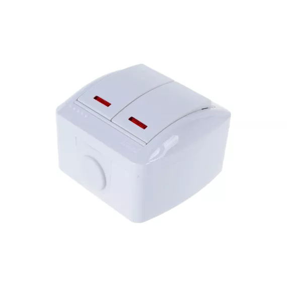 Двойной выключатель Lezard NATA с подсветкой, белый 710-0200-112, изображение 2