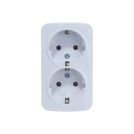 Накладная двухместная розетка STEKKER с заземл АВS 250В 16А IP20 серия Basic PST16-502-20 39034