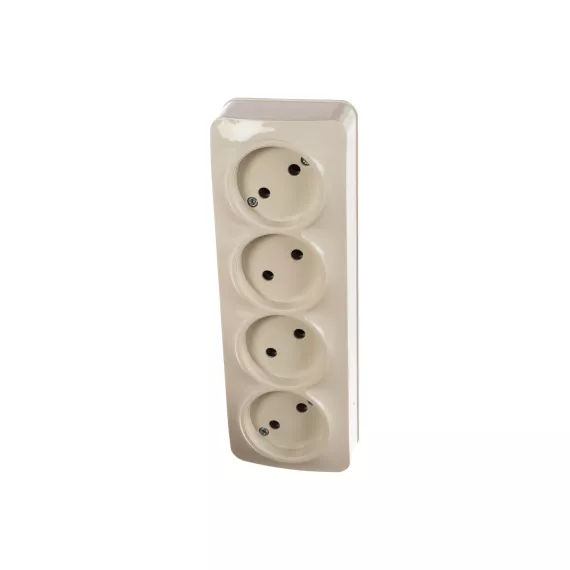 Четырехместная розетка IONICH б/з слоновая кость 1451, изображение 2
