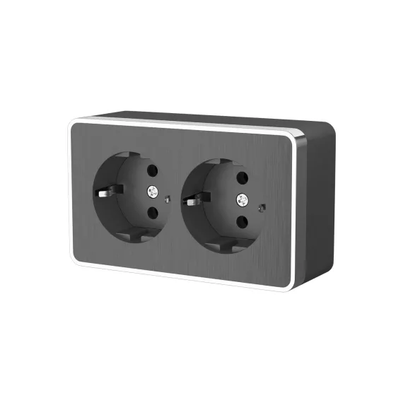 Розетка Werkel W5072104 двойная с заземлением Gallant графит рифленый a051342