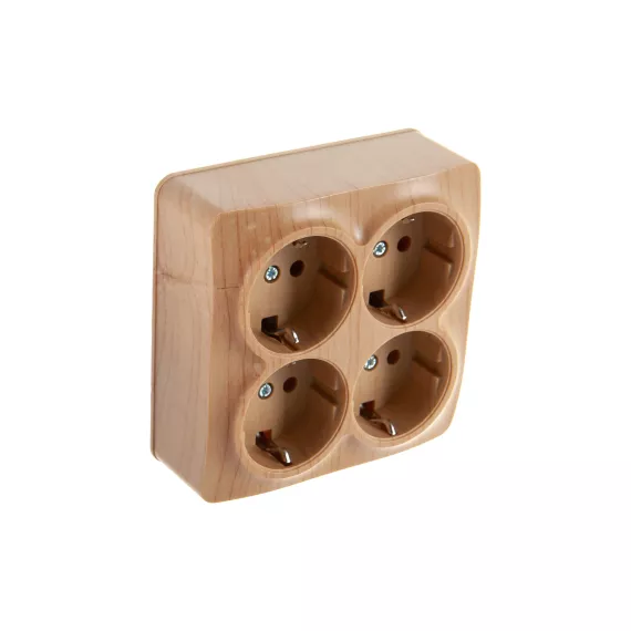 Четырехместная розетка IONICH с/з сосна квадрат 1459