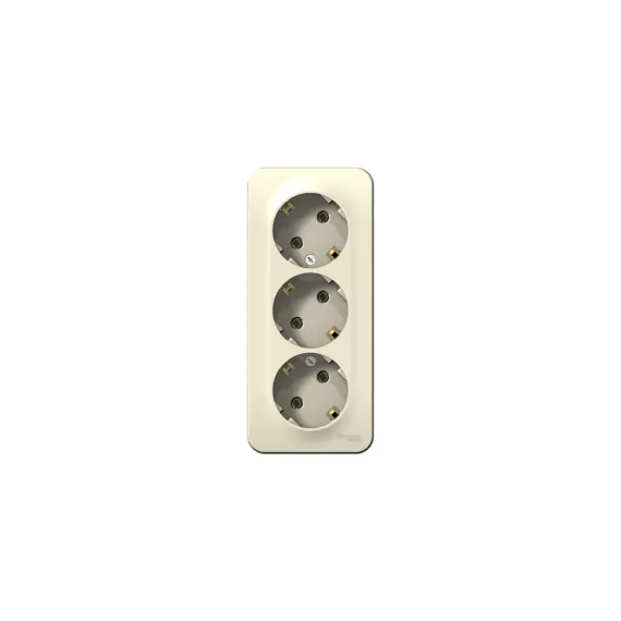 3-ая розетка Schneider Electric BLANCA открытой установки, с заземлением, без шторок, молочный BLNRA010312