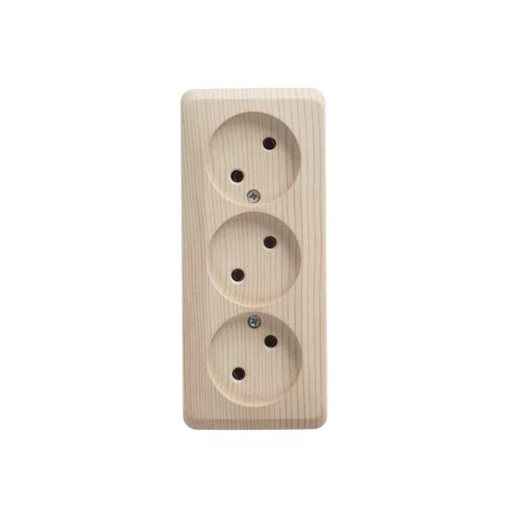 Тройная розетка Schneider Electric ЭТЮД, O/У без заземления, без шторок, 16А 250B сосна PA16-009D