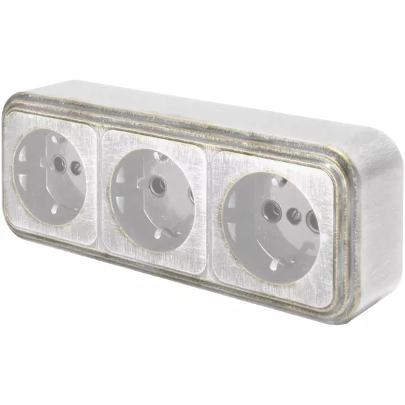 Розетка duwi о/п б/з 3-местная серия Palazzo, белое золото патина 26438 5