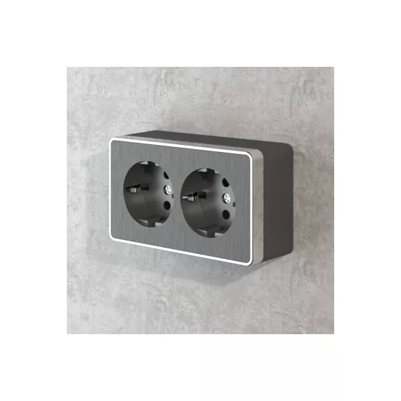 Розетка Werkel W5072104 двойная с заземлением Gallant графит рифленый a051342, изображение 2