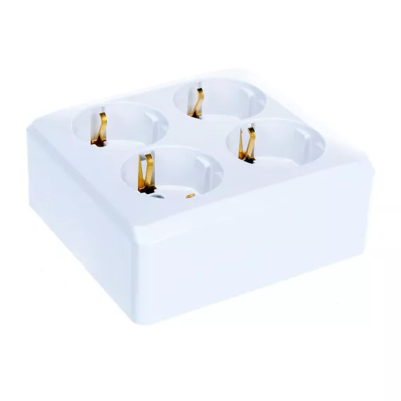 Розетка Schneider Electric 4-м ОП Этюд 16А 250В защитные шторки, с заземлением, белая SchE PA16-208B 293415, изображение 2