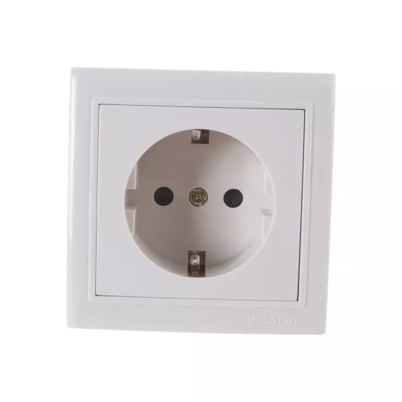 Одноместная розетка с заземлением Volsten V01-32-R14-S, 9858