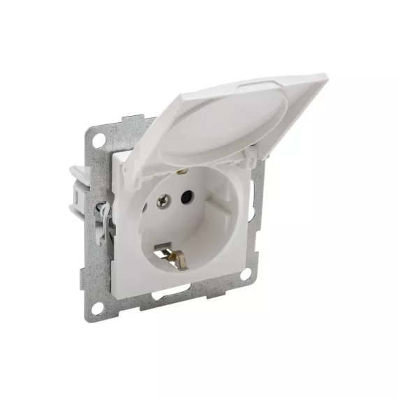 Розетка GUSI ELECTRIC Ugra МЕХ 1-ой с/з с з/ш и крышкой, СУ, 16А, 250В, белый С11Р91-001, изображение 2