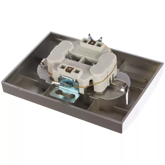 Двойная розетка Lezard DERIY с заземлением, серебристый металлик 702-2828-127B, изображение 2