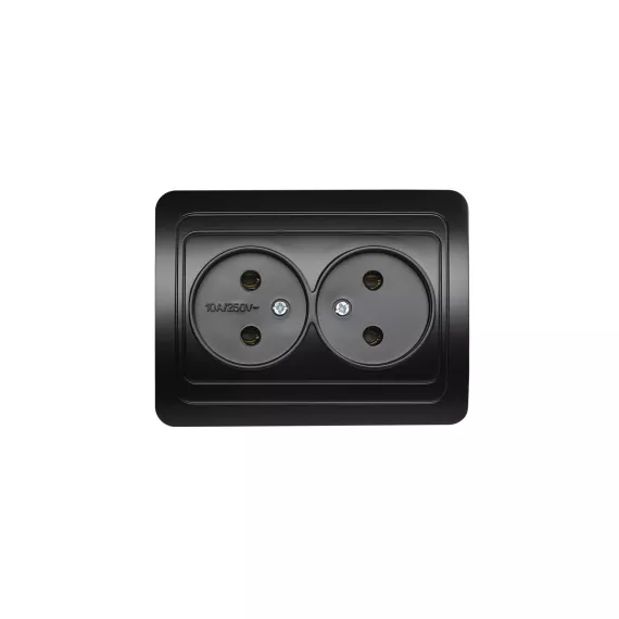 Розетка Smartbuy 2-местная без заземления 10А черная, Марс SBE-02b-10-S2-N-c