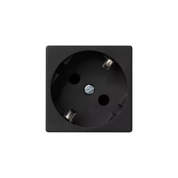 Розетка с заземлением Simon, 2P+E, модуль К45, безвинтовой зажим, 16А, 250В, графит СK11-000014