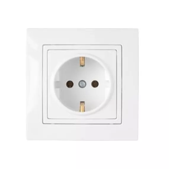 Розетка BYLECTRICA 1-местная СУ с заз.конт., серия УЮТ, белый РС16-339