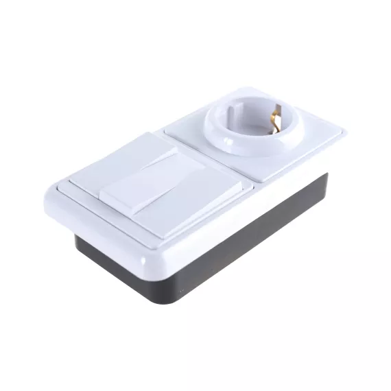 Комбинированный блок Кунцево-Электро БЭЛЛА скрытая установка выключатель+розетка БКВР-033 5843, изображение 2