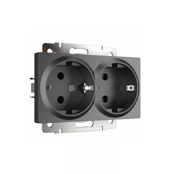 Двойная розетка WERKEL с заземлением графит рифленый W1172004 a050745