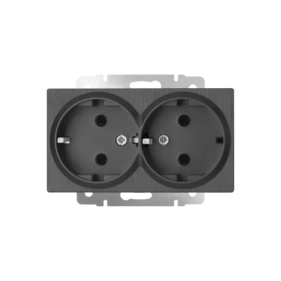 Двойная розетка WERKEL с заземлением графит рифленый W1172004 a050745, изображение 2