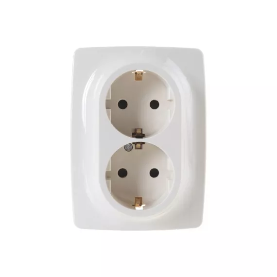 Розетка ЭРА 12-2008-02 2X2P E Schuko со шторками , 16А-250В, б.л., 12, слоновая кость Б0038813