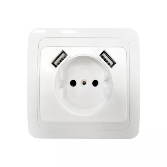 Одинарная розетка IN HOME CLASSICO с двумя USB белая 2147 4690612035260