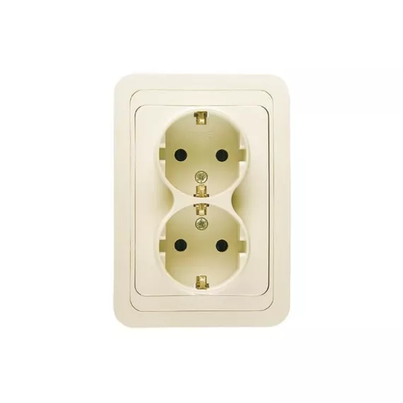 Розетка двойная с заземлением, крем Makel Mimoza 25082