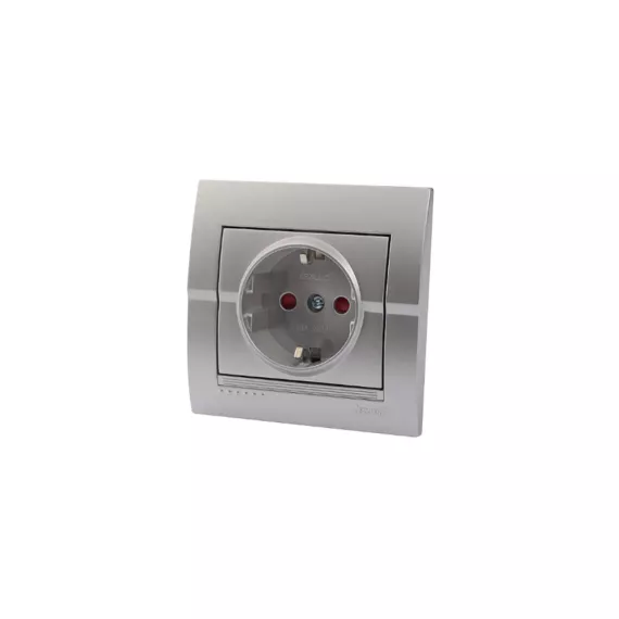 Розетка с защитой от детей Lezard DERIY серебристый металлик 702-2828-124B