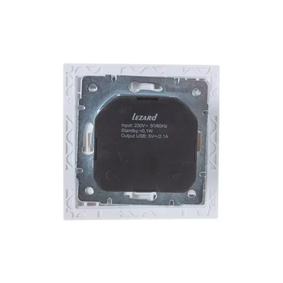 Розетка + USB-разъём Lezard RAIN, с заземлением, белый, 703-0202-181, изображение 2