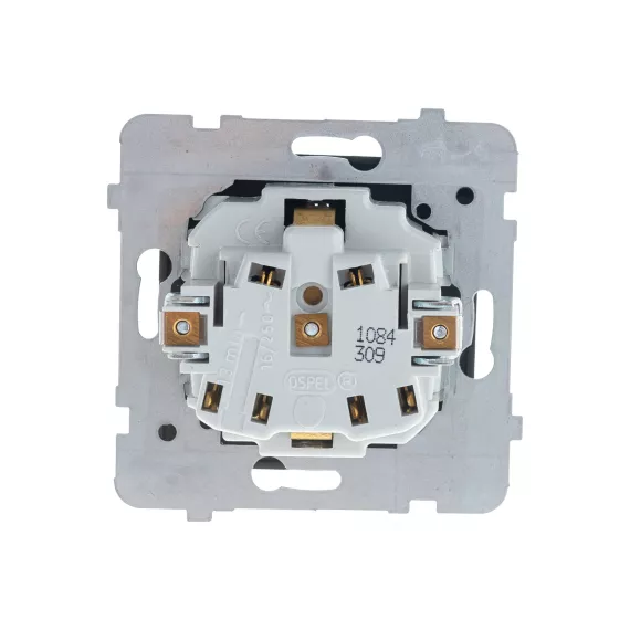 Розетка Ospel Sonata 1-ая с/з, IP44, Schuko, со шторками, без рамки, черный металлик GPH-1RSP/m/33/d, изображение 2