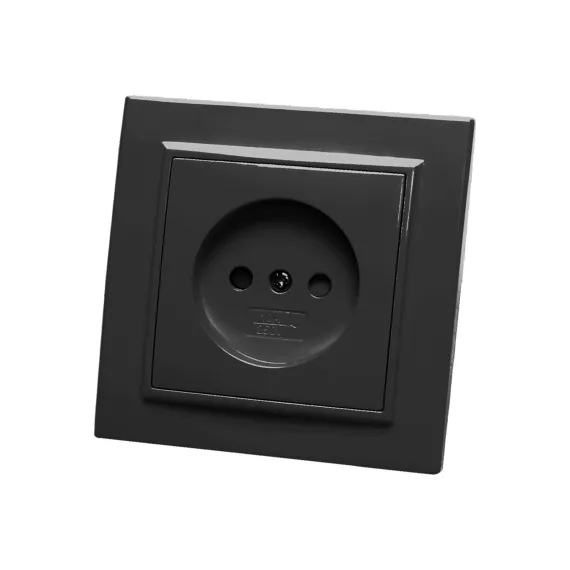 1-местная розетка STEKKER без заземления, PST10-9009-03, 10А, серия Эрна, черный 39477