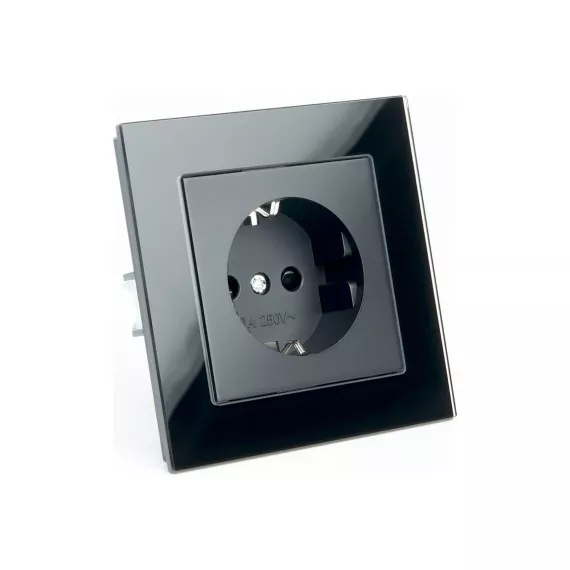 1-местная розетка STEKKER с защитной шторкой с заземлением, 250В, 16А, Катрин, GLS16-7010-05, черный 39513, изображение 2