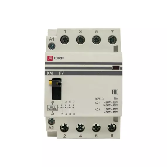 Модульный контактор EKF КМ РУ 63А 4NO 3 модуля PROxima km-3m-63-40, изображение 2