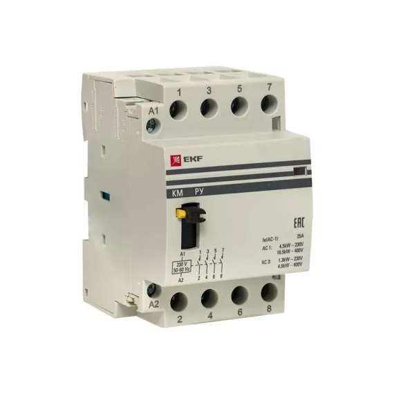 Модульный контактор EKF КМ РУ 20А 4NO 3 модуля PROxima km-3m-20-40, изображение 2