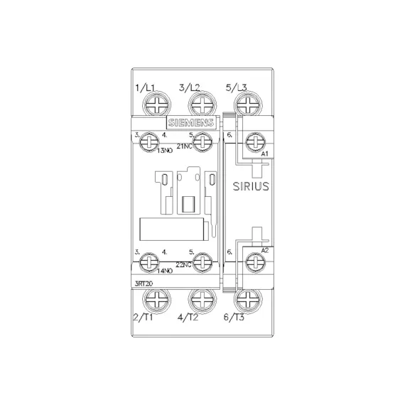 Контактор Siemens 3 полюса AC-3, 7.5KW/400V, 1NO+1NC 3RT20251AH20, изображение 2