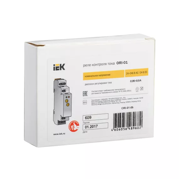 Реле тока IEK ORI 0,05-0,5А. 24-240В AC/24В DC ORI-01-05, изображение 2