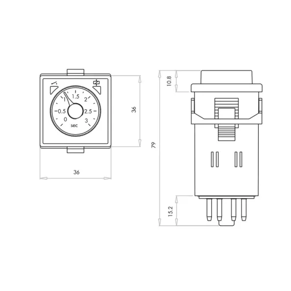 Реле времени Emas 6,0-60 сек 24В AC-DC RZ1A2C60S-2, изображение 2