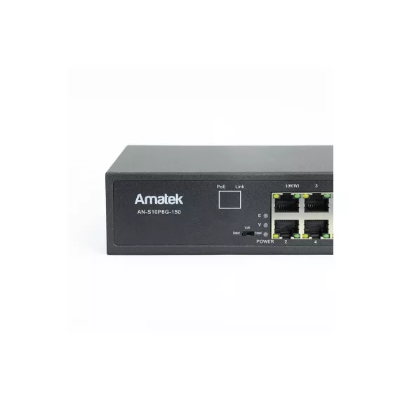 Коммутатор Amatek  AN-S10P8G-150 на 10 портов 1 HiPoE порт, 7 PoE+ портов, 2 порта Uplink 7000415, изображение 2