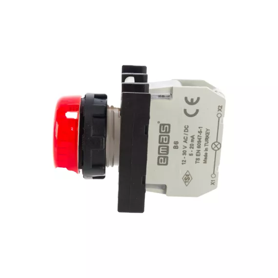 Сигнальная арматура Emas красная, с блоком подсветки B6, 12-30В AC/DC B060XK, изображение 2
