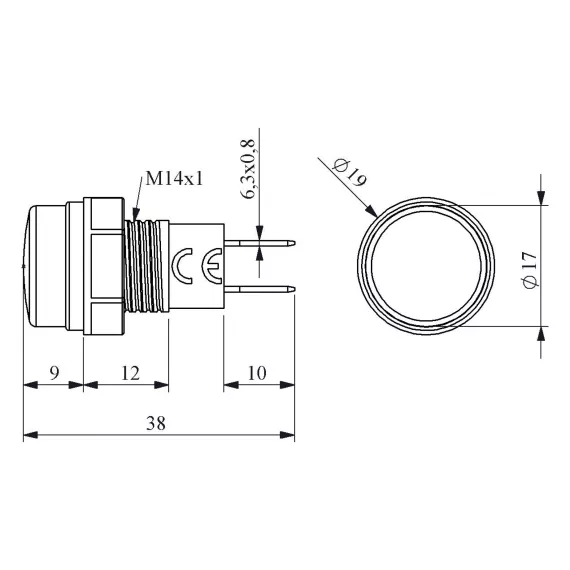 Сигнальная арматура Emas 14мм зеленая с лампой 220В S140NY, изображение 2
